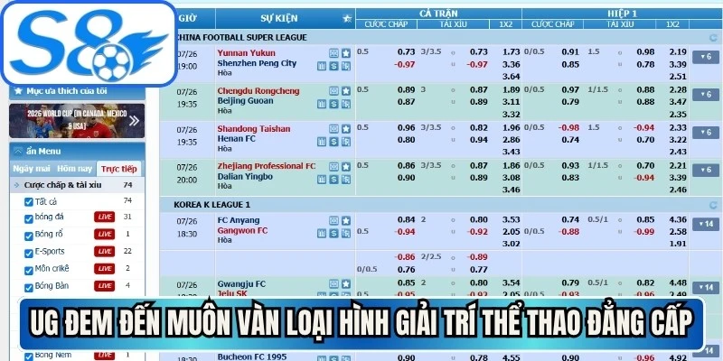 UG đem đến muôn vàn loại hình giải trí thể thao đẳng cấp